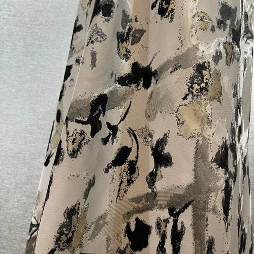 rideau moderne opaque motif abstrait beige gris salon chambre tissu polyester luxe