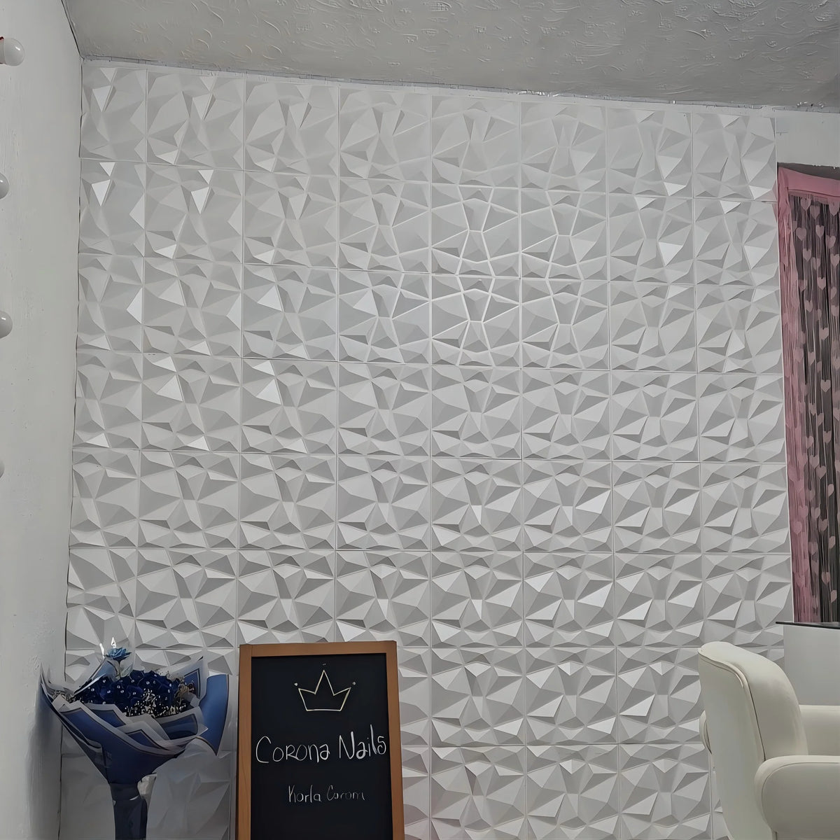 décoration murale moderne 3d autocollant triangles géométriques pvc résistant eau noir blancintérieur salon chambrehôtel