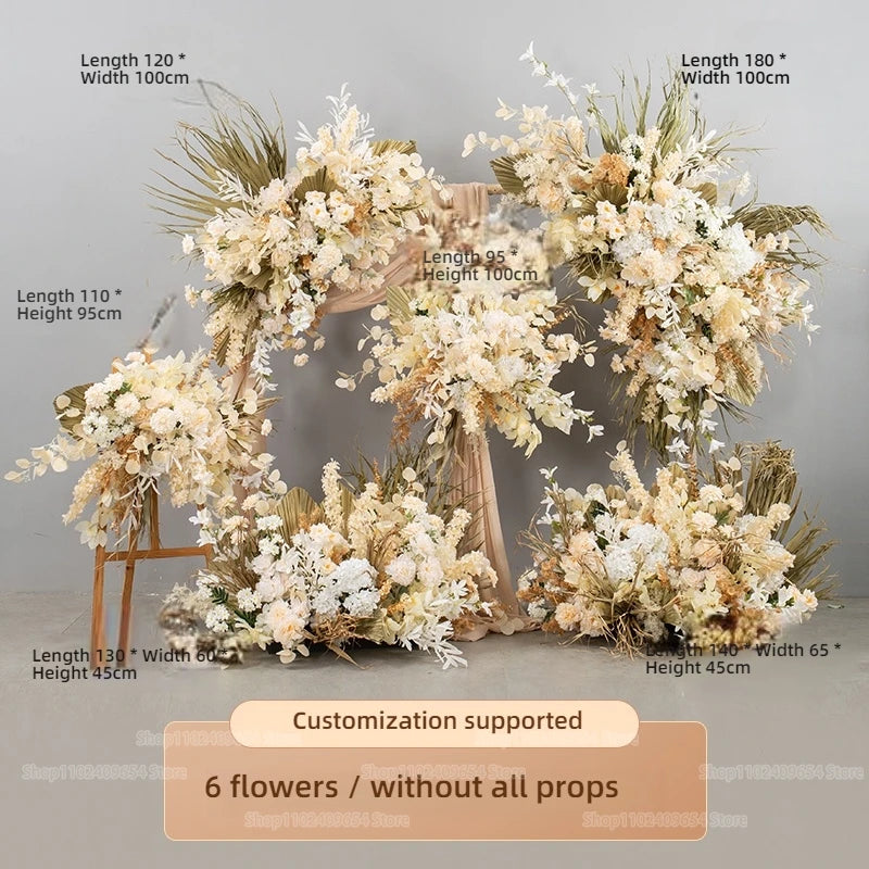 arche decorative boho chic fleurs artificielles blanc beige doré vert