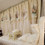 rideaux fleuris semi transparents classiques polyester anneaux chambre coucher