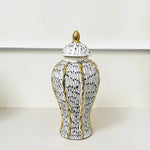 vase géométrique pois bordure dorée blanc noir intérieur élégant classique deco fleur pot gingembre