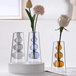 vase verre transparent billes sphériques minimaliste couleur gris bleu vert orange rose
