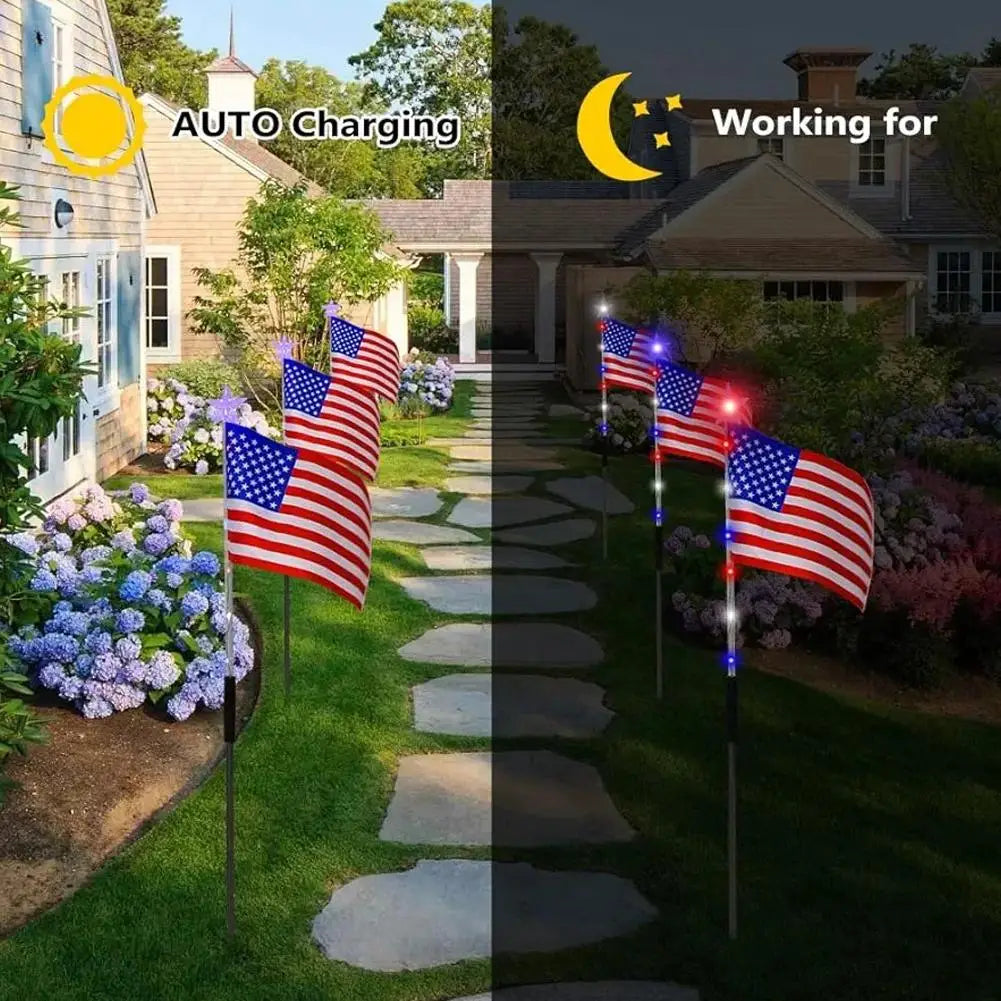 lampes solaires led drapeau américain rouge blanc bleu étoiles rayures modernes extérieures
