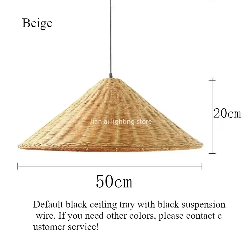 pendant suspension wicker naturel moderne rustique crochet câble noir lumière chaude chambre salon étude