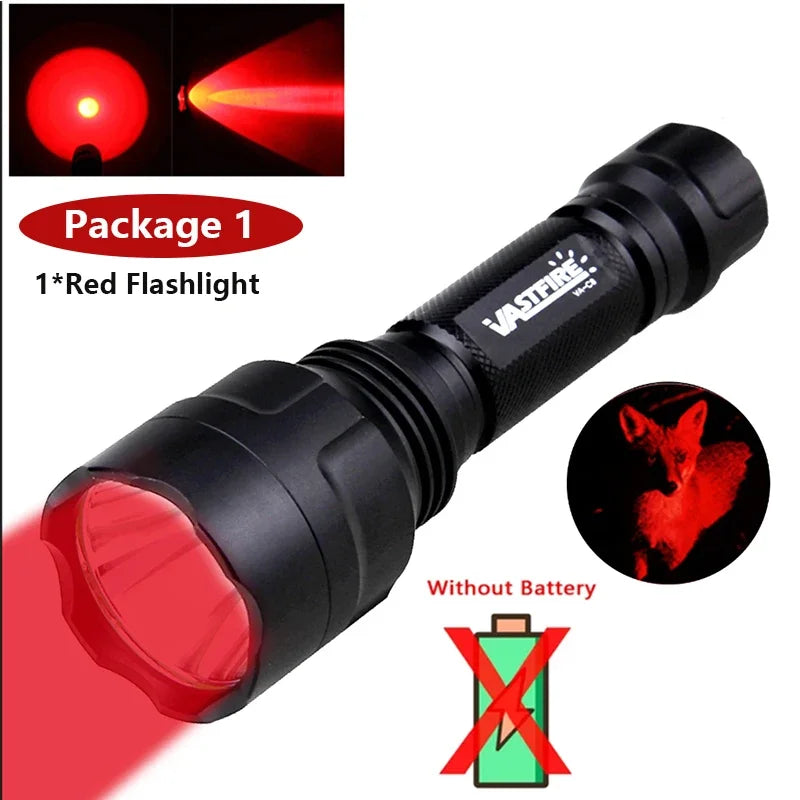 lampe torche rechargeable led noire anti glisse 5w rouge vert camping