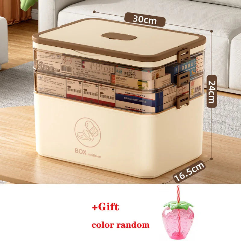 boîte médicaments transparente moderne réutilisable portable blanc beige