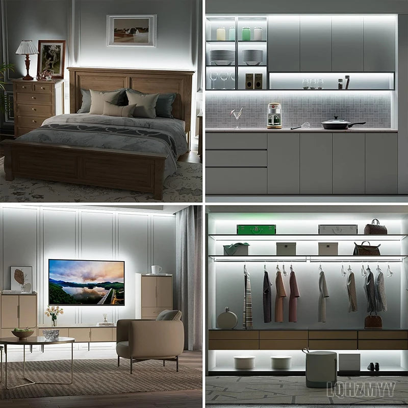 ruban led flexible blanc moderne interrupteur connecteur usb adhésif éclairage cuisine décoration chambre salon