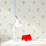 papier peint floral texturé blanc cassé rose violet bleu vert chambre salon étude enfants
