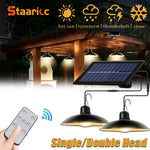 lampe solaire moderne noire télécommande panneau solaire intégré autonome deux lumières abs lithium