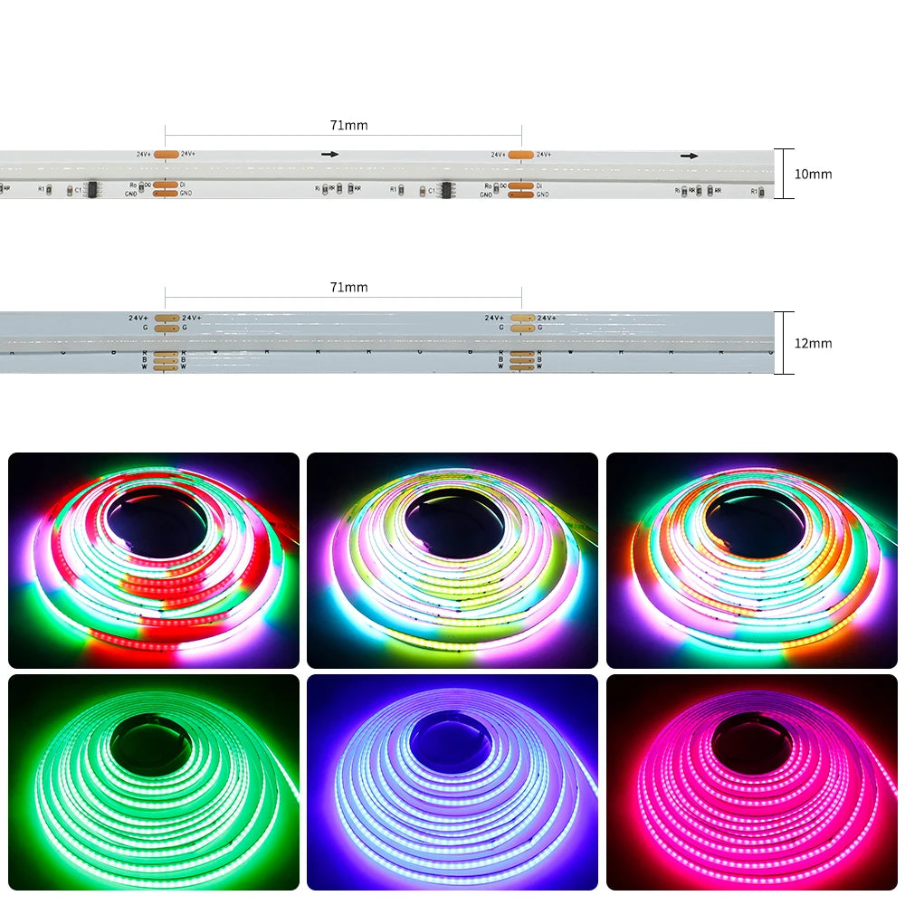 ruban led coB 784 led rgbnw rgbww ws2814 ic blanc bleu rouge moderne