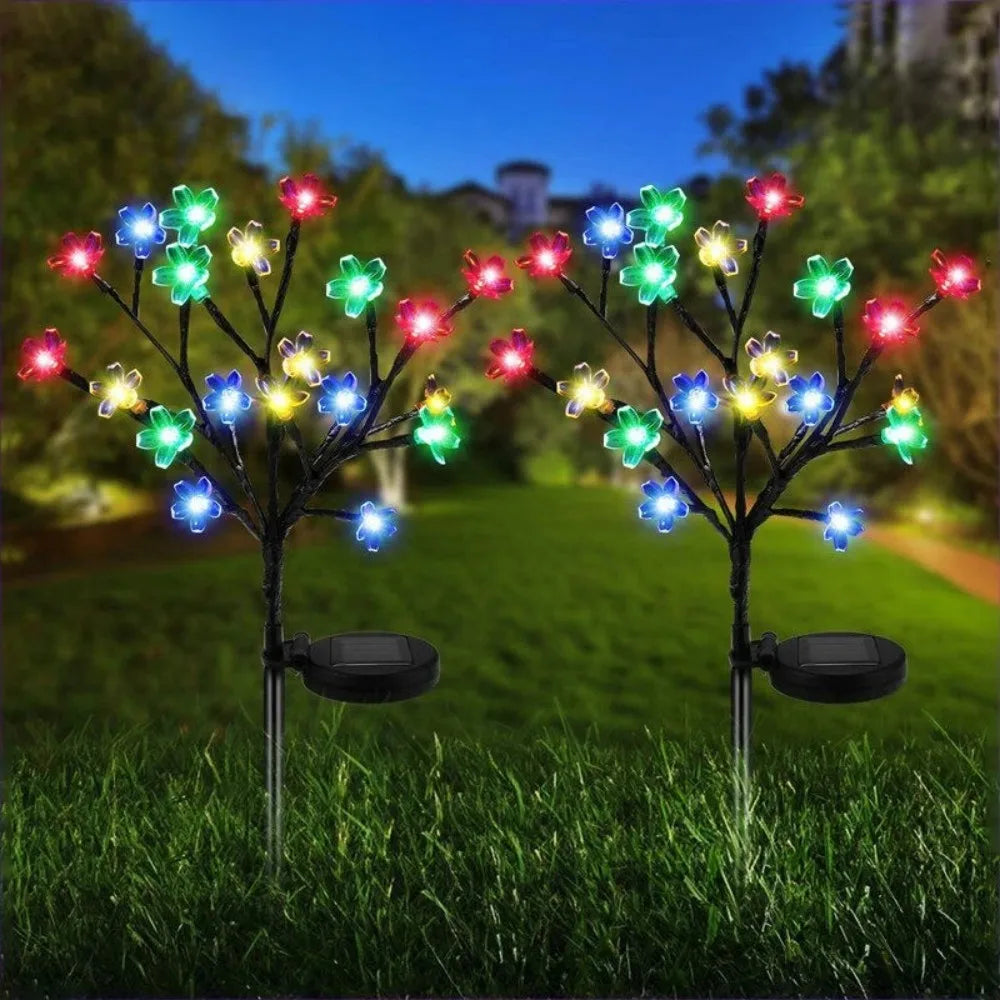 décoration extérieure arbre lumineux fleurs multicolore moderne solaire jardin patio
