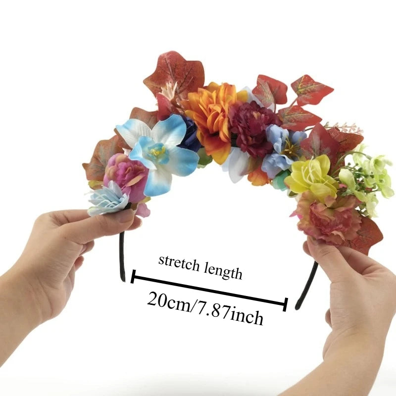 couronne fleurs bohème multicolore artificielles femmes tête bandeau festif