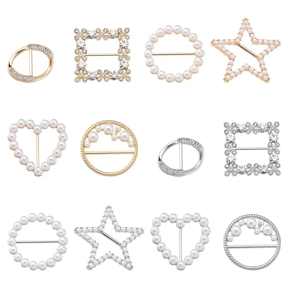 clips serviette or argent strass décoratifs élégants carré rond cœur étoile diverse formes