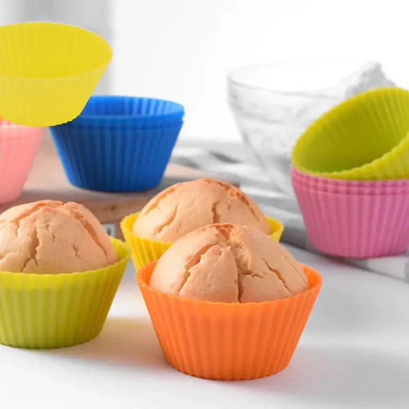 moules cupcakes silicone couleurs bleu rose jaune orange rayures horizontales modernes réutilisables