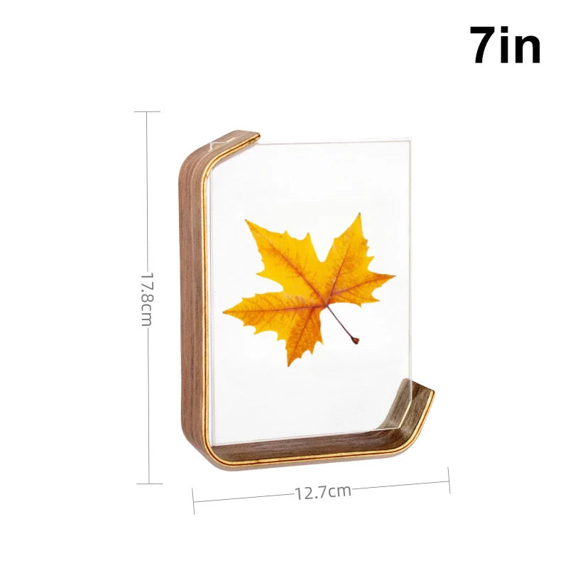 cadre photo acrylique moderne feuilles automne minimaliste or noir rouge jaune