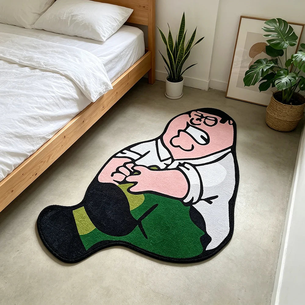 tapis dessin animé polyester polaire japonais coréen noir blanc rose vert chambre salon couloir
