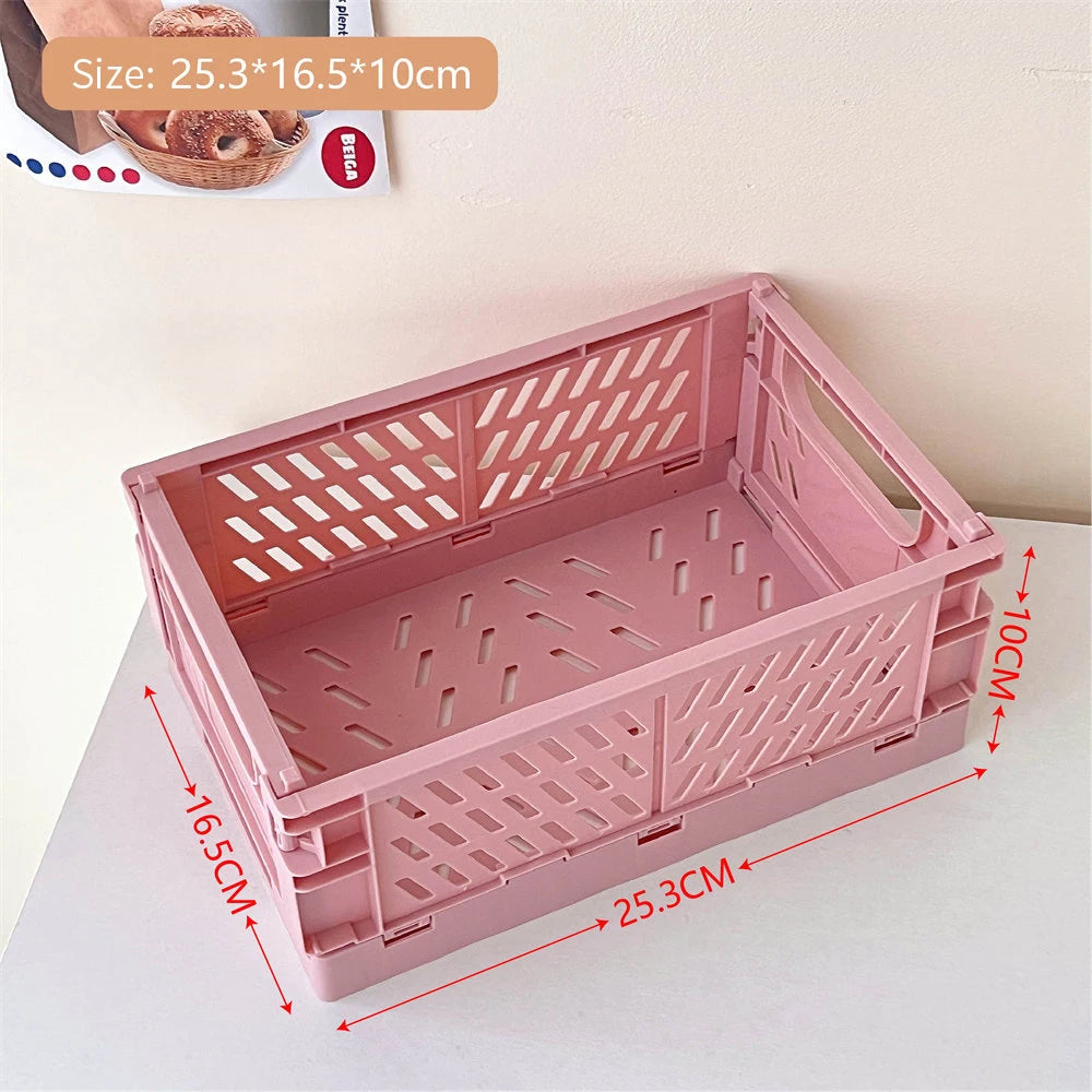 caisse rangement pliante plastique moderne orange jaune gris vert rose violet grille ventilation clips