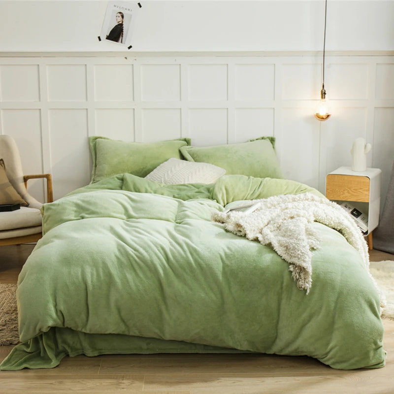 Détail matière flanelle housse de couette unie