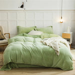 Détail matière flanelle housse de couette unie
