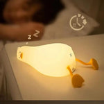 veilleuse canard mignon blanc jaune yeux noirs bec orange moderne table chambre coucher