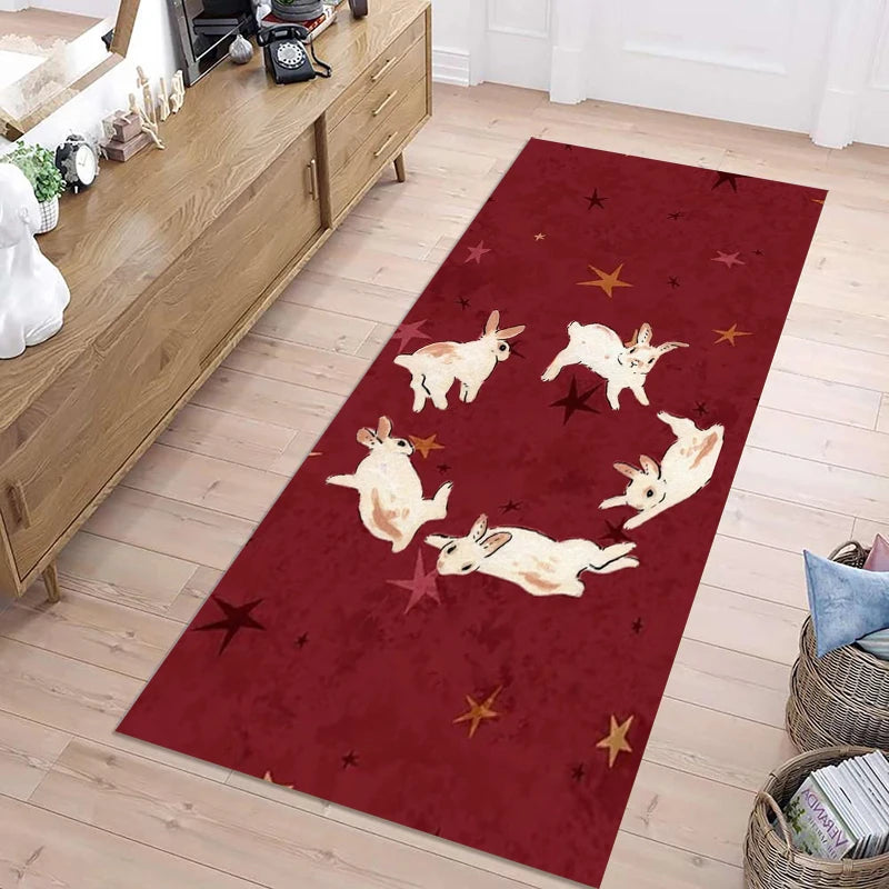 tapis moderne vert lapins étoiles adhésif doux extérieur décoration chambre commercialisation