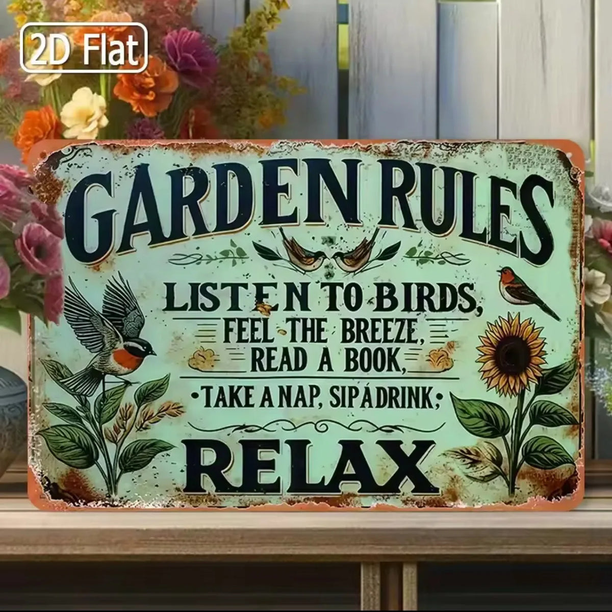 panneau decoratif vintage rustique motifs floraux oiseaux fleurs couleur verte fixations prerealisées deco murale