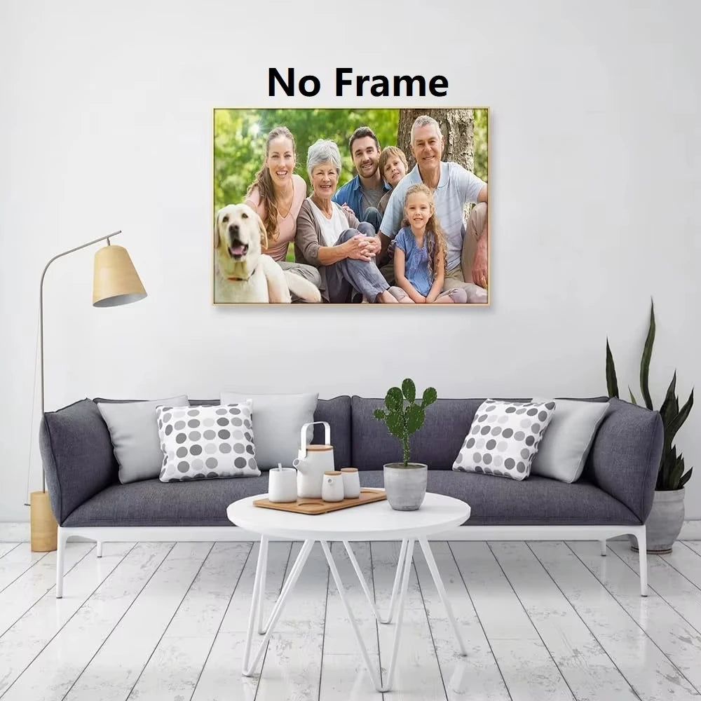 tableau personnalisé photo famille animaux verte abstraite contemporaineintérieur accroché mur sanscadre