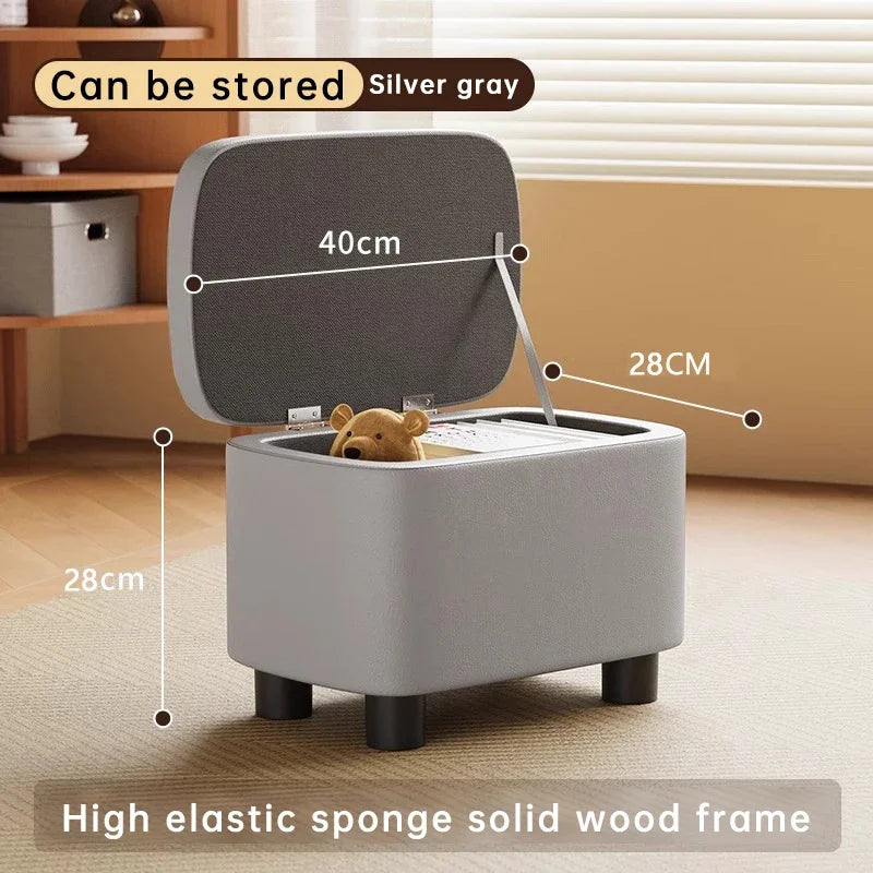 pouf rangement moderne simili cuir marron clair tapis protection pieds simples