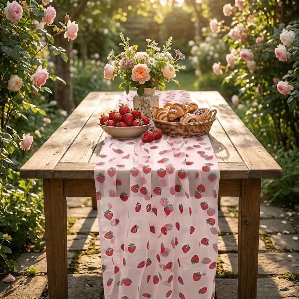 table table rose fraises moderne translucent mariage restaurant decoration intérieure