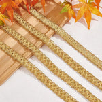 ruban tressé polyester doré tissage géométrique texturé 15mm large 12m longueur