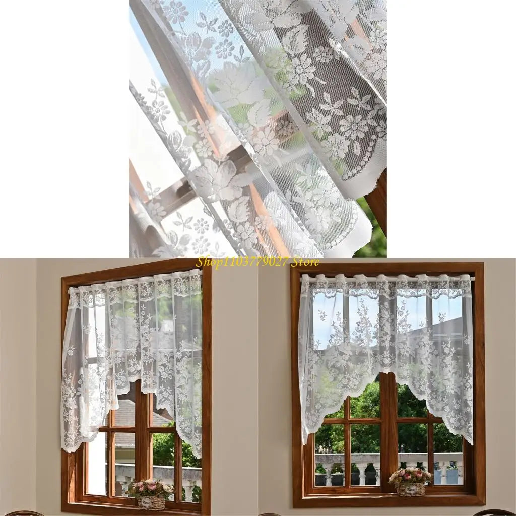 rideau blanc floral transparent dentelle chambre salon facile decoration champêtre