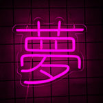 néons lumineux japonais vintage couleurs vives caractères stylisés décoration murale câble usb vis crochets