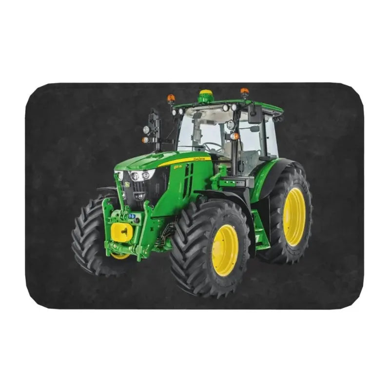 tapis sol entrée décoratif tracteur agricole fleurs welcome moderne antidérapant polyester vert jaune