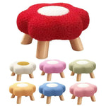 tabouret fleur pieds bois coussin peluche doux moderne rose vert jaune rouge chambre