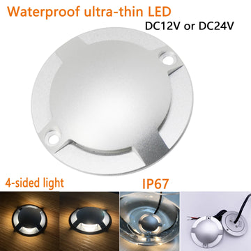 lampe led argentée ultra mince ip67 12v 24v 1w 2w surface moderne