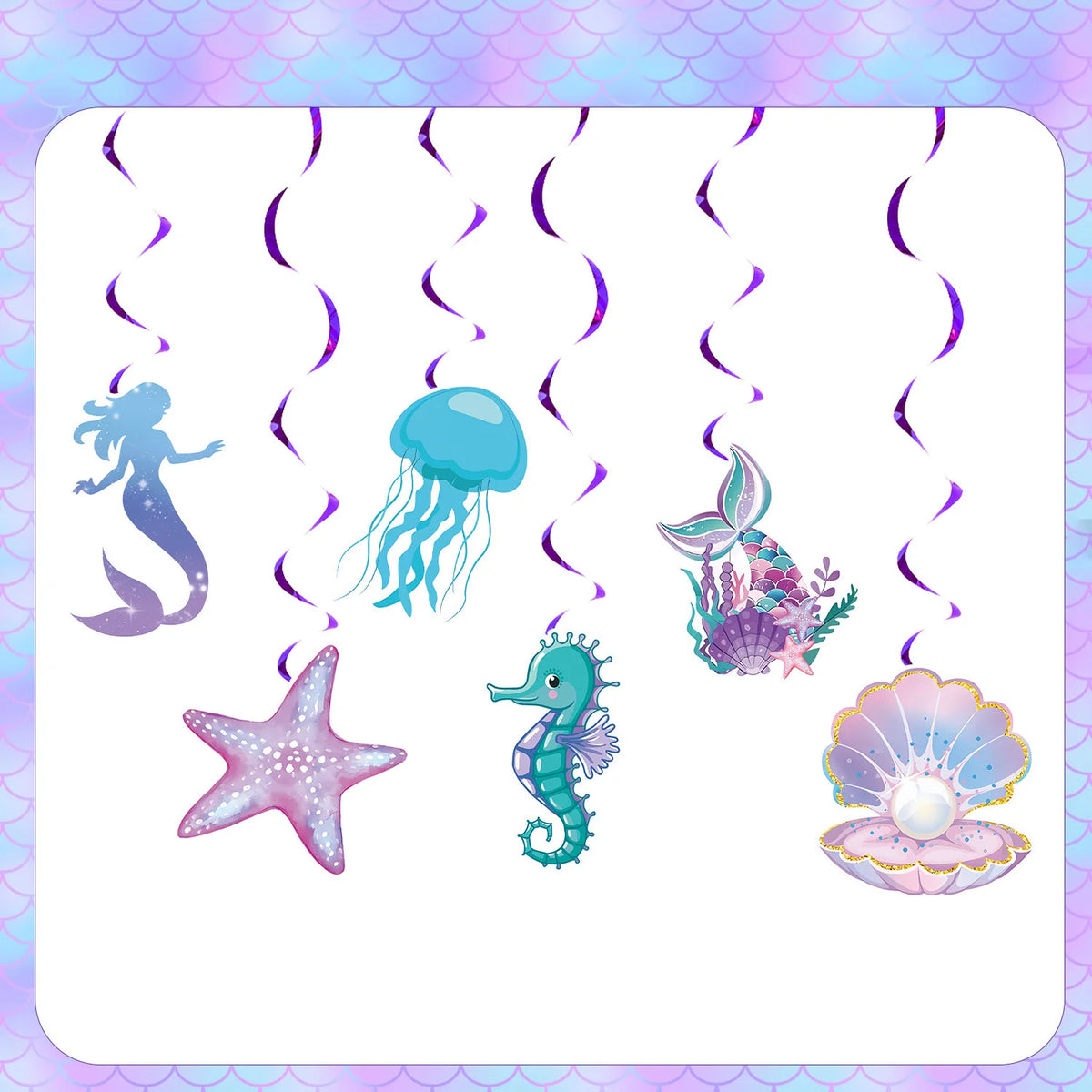 décorations fête anniversaire thème sous marin ballons sirènes guirlande happy birthday motifs poissons coquillages