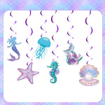décorations fête anniversaire thème sous marin ballons sirènes guirlande happy birthday motifs poissons coquillages