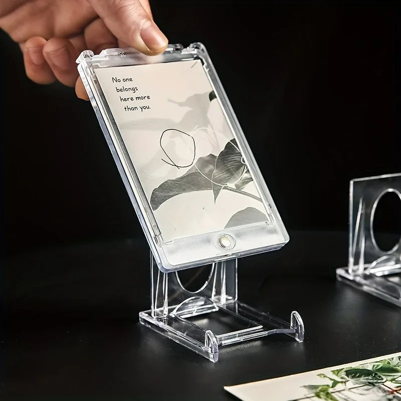 présentoirs transparents supports photos cartes minimaliste moderne rangement salon respectueux environnement plastique