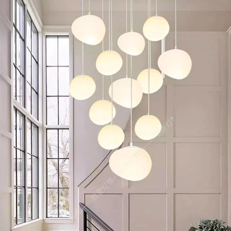 suspension lumineuse moderne blanche ronds alliage opacité éclairage intérieur salle bain led autoinstallation flux
