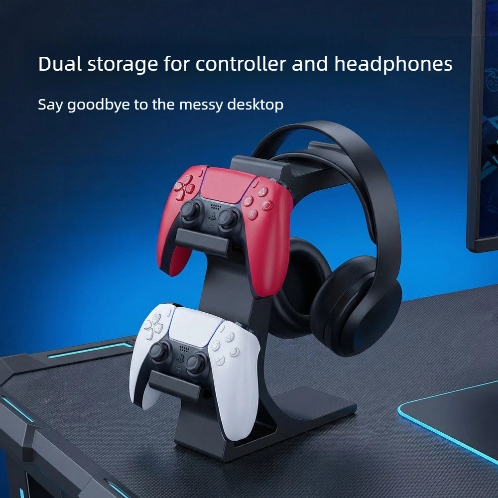 support rangement moderne manettes jeu casques audio noir organise espace jeu élégant réutilisable