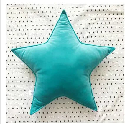 coussin étoile solide bleu marine bleu clair gris vert pastel rose pâle moderne doux