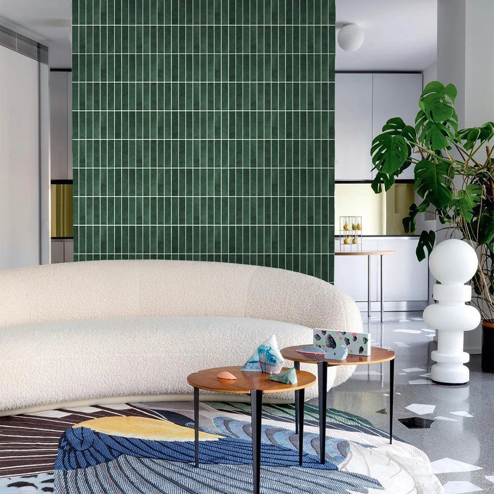 carrelage mural 3d vert foncé moderne adhésif isolation thermique chambre cuisine salon étanche