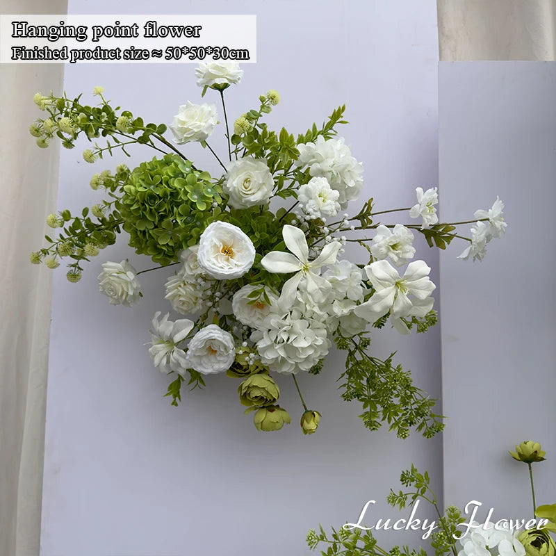 décoration mariage blanc vert fleurs artificielles composition naturelle extérieur anniversaire baby shower