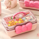 boîte rangement bijoux moderne portable poignée noeud papillon clips cheveux bagues bracelets enfants chambre