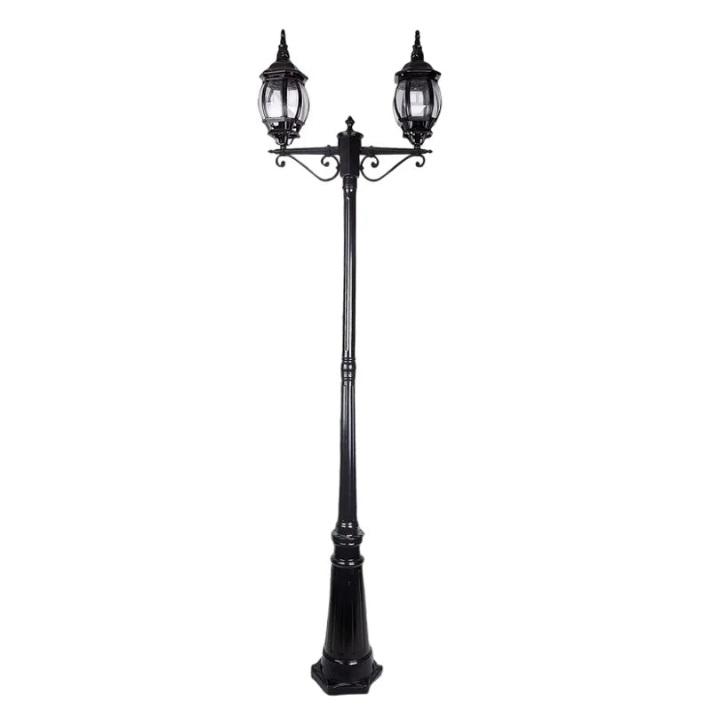 lampe rue industrielle classique verre translucide métallique noir éclairage public extérieur ip55 led 220v