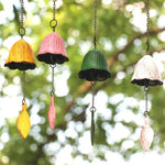cloches décoratives vintage multicolores rubans poissons vagues anneau métallique feuille métalliqueextérieur jardin balcon