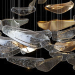 suspension lumineuse cristal marbré contemporain transparent doré noir 15m² 60w led