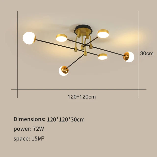 lumière suspendue moderne or noir télécommande led sources lumineuses minimaliste ornement chambre salon