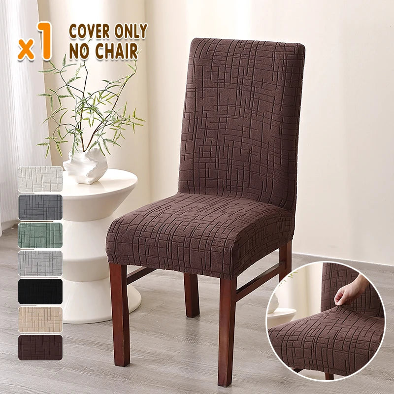housse chaise moderne gris clair rayures horizontales verticales élastique polyester salle manger