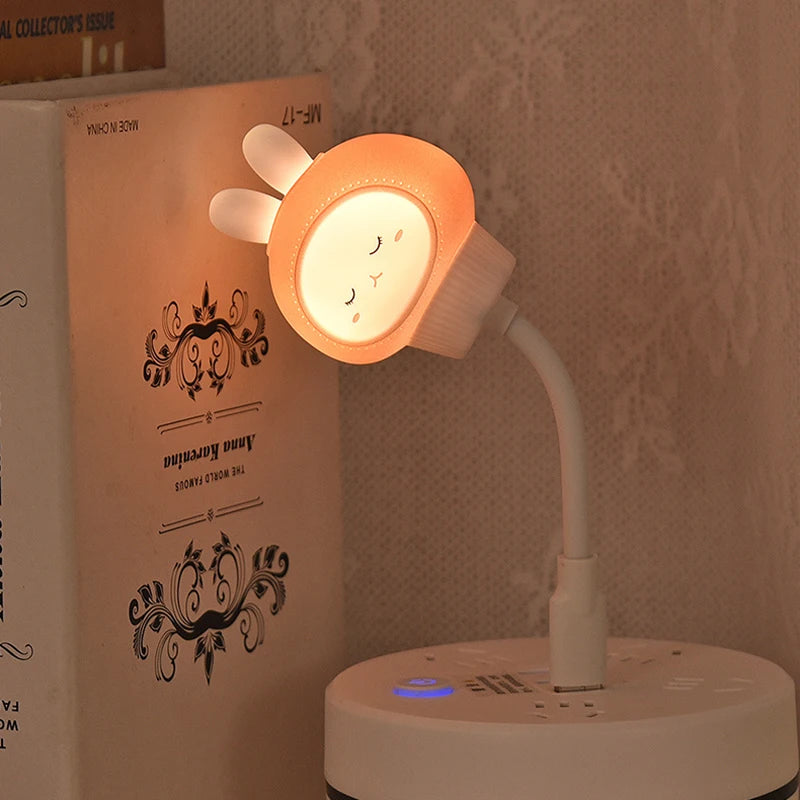lampe chevet led animaux mignons blanc jaune rose cartoon rechargeable nuit chambre
